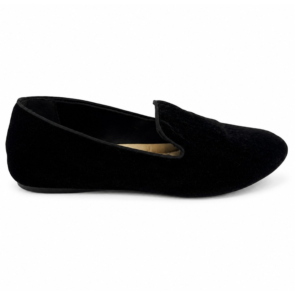 Birdies Starling Loafer Women 10 Black Velvet Smoking Flats Slip On Moccasins